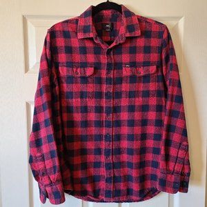 Obey Worldwide Buffalo Plaid Flannel Long Sleeve Button Shirt Red/Black Small